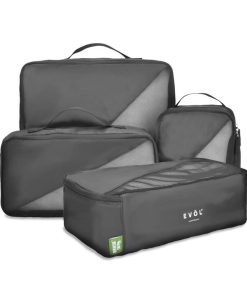 Recycled Travel Packing Cubes 4 Pack Black